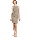 Nicole Miller Women's Tucked Sheath Dress, Putty, 4