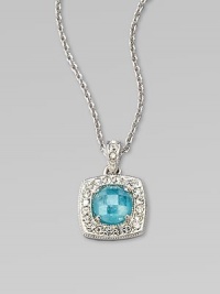 EXCLUSIVELY AT SAKS.COM. Add a little color with this pavé crystal embellished blue ceramic accented cubic zirconia doublet stone design on a link chain. CrystalsBlue ceramic accented cubic zirconiaRhodium-plated brassLength, about 16 to 18 adjustablePendant size, about ½Lobster clasp closureImported 