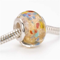 Murano Style Glass Gold Foil Lampwork Bead Fits Pandora Confetti 14mm (1) Murano Style Glass Gold Foil Lampwork Bead Fits Pandora Confetti 14mm (1)