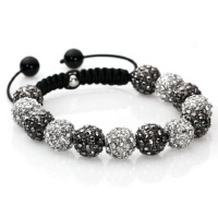 Black White Crystal Disco Ball Adjustable Bracelet Iced Out Hip Hop 3200 Black White Crystal Disco Ball Adjustable Bracelet Iced Out Hip Hop 3200