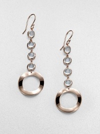 From the Lite Links Collection. A long and elegant style featuring faceted clear quartz stones and an open circle in a linear design in sterling silver and 18k gold, finished in the warm glow of 18k rose goldplating. Clear quartzSterling silver and 18k gold with 18k rose goldplatingDrop, about 2.7Hook backImported 