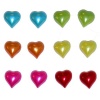Set Of 12 (6 Pairs) 3/8 Gorgeous Pearlized Heart Studs In Assorted