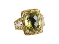 Delatori Sterling Silver with 18kt Gold Plated Accents Lemon Quartz Cocktail Ring Delatori Sterling Silver with 18kt Gold Plated Accents Lemon Quartz Cocktail Ring