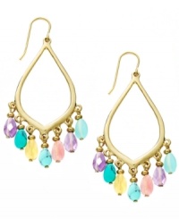 This spring it's all about color! Add a vivid splash with Lauren by Ralph Lauren's semi-precious reconstituted turquoise and glass bead earrings. Set in gold tone mixed metal. Approximate drop: 2 inches. Approximate diameter: 1 inch.