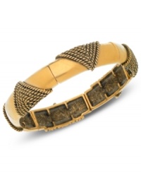 Quite fitting. Crafted from 14k gold-plated, nickel-free mixed metal, this stretch bracelet from T Tahari is accented with stations in a rope design. Approximate diameter: 2-1/4 inches.