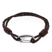 Men's 8 Brown Leather Bracelet With Stainless Steel Clasp Men's 8 Brown Leather Bracelet With Stainless Steel Clasp