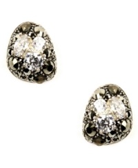 A study in earth science. The unique shape and glittering blend of cubic zirconia (1-3/10 ct. t.w.) and marcasite on Judith Jack's button stud earrings adds an organic touch to any look. Post backing set in sterling silver. Approximate diameter: 3/8 inch. A study in earth science. The unique shape and glittering blend of cubic zirconia (1-3/10 ct. t.w.) and marcasite on Judith Jack's button stud earrings adds an organic touch to any look. Post backing set in sterling silver. Approximate diameter: 3/8 inch.