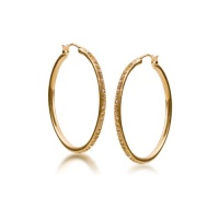 Carolee Gold Over Sterling Silver and Crystal Hoop Earrings Carolee Gold Over Sterling Silver and Crystal Hoop Earrings