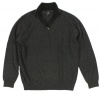 Club Room Men's Solid Quarter Zip Cashmere Mockneck Sweater (Dark Charcoal Heather Grey)