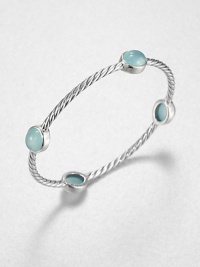 From the Renaissance Collection. Let this beautiful piece take you back in time with cabochon aqua chalcedony stations on an iconic sterling silver cable design. Aqua chalcedonySterling silverDiameter, about 2.25Slip-on styleImported From the Renaissance Collection. Let this beautiful piece take you back in time with cabochon aqua chalcedony stations on an iconic sterling silver cable design. Aqua chalcedonySterling silverDiameter, about 2.25Slip-on styleImported