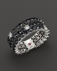 Rows of faceted black sapphires sparkle with diamonds set in 18K. white gold. By Roberto Coin. Rows of faceted black sapphires sparkle with diamonds set in 18K. white gold. By Roberto Coin.