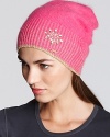 Juicy Couture's angora-blend beanie keeps you cozy-chic throughout the season with metallic accents and a punchy color palette.