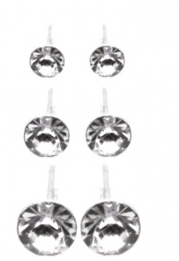 Set of 3 Pairs Earrings: 5MM, 6MM, & 7MM White Round Solitaire Swarovski Crystal Elements Stud Earrings, Hypoallergenic 316L Stainless Steel Posts Set of 3 Pairs Earrings: 5MM, 6MM, & 7MM White Round Solitaire Swarovski Crystal Elements Stud Earrings, Hypoallergenic 316L Stainless Steel Posts
