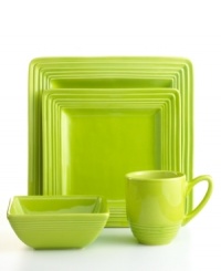 Brighten up. Lime-green Dekko place settings snap everyone around your table to attention. From Laurie Gates' collection of dinnerware, these dishes have modern shapes that look extra sharp with defined edges and a glossy finish. Brighten up. Lime-green Dekko place settings snap everyone around your table to attention. From Laurie Gates' collection of dinnerware, these dishes have modern shapes that look extra sharp with defined edges and a glossy finish.