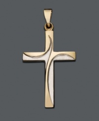 A traditional cross with a modern spin. Pendant features a 14k gold two tone design. Approximate drop: 1-1/8 inches. A traditional cross with a modern spin. Pendant features a 14k gold two tone design. Approximate drop: 1-1/8 inches.