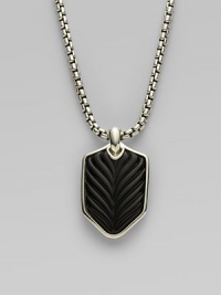 A cool and casual touch features a sterling silver dogtag-style pendant lined in chevron-textured onyx. From the Chevron Collection Black onyx Sterling silver Pendant, about 1 long Chain length, about 22 Lobster clasp Imported A cool and casual touch features a sterling silver dogtag-style pendant lined in chevron-textured onyx. From the Chevron Collection Black onyx Sterling silver Pendant, about 1 long Chain length, about 22 Lobster clasp Imported