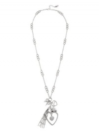 GUESS Silver-Tone Heart Charm Necklace, SILVER GUESS Silver-Tone Heart Charm Necklace, SILVER