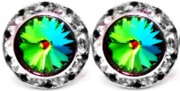 12MM Iridescent Rainbow Jewel Tone 'Vitrail' Medium Violet, Blue & Green Rondelle Swarovski Crystal Elements Round Stud Earrings, Hypoallergenic Posts