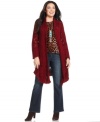 Add a cozy layer to your fall looks with Lucky Brand Jeans' plus size cardigan, crafted from an open knit.