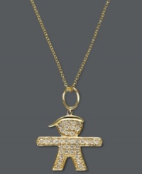 Add instant boyish charm. Effy Collection's sparkling style makes the perfect gift for the mom-to-be. This boy pendant shines with the addition of round-cut diamonds (3/8 ct. t.w.) set in 14k gold. Approximate length: 18 inches. Approximate drop length: 1 inch. Approximate drop width: 3/4 inch. Add instant boyish charm. Effy Collection's sparkling style makes the perfect gift for the mom-to-be. This boy pendant shines with the addition of round-cut diamonds (3/8 ct. t.w.) set in 14k gold. Approximate length: 18 inches. Approximate drop length: 1 inch. Approximate drop width: 3/4 inch.