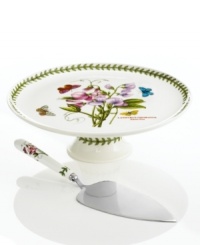 For the discerning china collector or naturalist on your gift list, the Botanic Garden cake stand and server by Portmeirion are a treat for the dessert course. Lifelike botanicals and a triple-leaf border flourish on bright white porcelain. For the discerning china collector or naturalist on your gift list, the Botanic Garden cake stand and server by Portmeirion are a treat for the dessert course. Lifelike botanicals and a triple-leaf border flourish on bright white porcelain.