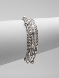 From the Petite Pavé Bead Collection. Eight box-link strands of shining sterling silver, dotted with shimmering pavé diamond beads. Diamonds, 0.49 tcw Sterling silver Length, about 7½ Lobster clasp Imported From the Petite Pavé Bead Collection. Eight box-link strands of shining sterling silver, dotted with shimmering pavé diamond beads. Diamonds, 0.49 tcw Sterling silver Length, about 7½ Lobster clasp Imported