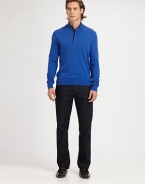 Sleek leather trim along the zipper placket adds a luxe touch to this wonderfully soft pullover style.Rib-knit stand collarFront zip with leather trimRib-knit cuffs and hemCotton/polyamide/viscose/wool/cashmereMachine washImportedThis style runs true to size. We recommend ordering your usual size for a standard fit. 