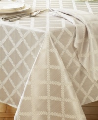 A symbol of victory, Lenox's Laurel Leaf table linens bring honor to any home. Featuring a leaf pattern against a striped damask background in a durable cotton/polyester blend. Imported. A symbol of victory, Lenox's Laurel Leaf table linens bring honor to any home. Featuring a leaf pattern against a striped damask background in a durable cotton/polyester blend. Imported.