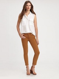 Saturated stretch twill in a classic slim fit, cropped just above the ankle.THE FITSkinny fitRise, about 7Inseam, about 28THE DETAILSZip flyFive-pocket style95% cotton/5% spandexMachine washMade in USA of imported fabricModel shown is 5'10 (177cm) wearing US size 26. Saturated stretch twill in a classic slim fit, cropped just above the ankle.THE FITSkinny fitRise, about 7Inseam, about 28THE DETAILSZip flyFive-pocket style95% cotton/5% spandexMachine washMade in USA of imported fabricModel shown is 5'10 (177cm) wearing US size 26.
