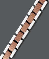 Mix and match your style in bold design with a hint of color. This unique men's bracelet features a chic, rectangular link set in stainless steel and brown ion-plated stainless steel. Approximate length: 8-1/2 inches. Mix and match your style in bold design with a hint of color. This unique men's bracelet features a chic, rectangular link set in stainless steel and brown ion-plated stainless steel. Approximate length: 8-1/2 inches.