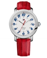 Slip on a touch of Americana with Tommy Hilfiger's classic red, white and blue watch. Slip on a touch of Americana with Tommy Hilfiger's classic red, white and blue watch.