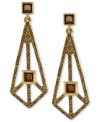 High style by BCBGeneration. These drop earrings feature a kite shape with pave accents. Crafted in gold tone mixed metal. Approximate drop: 2 inches.