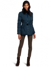 Laundry by Shelli Segal Women's Belted Down Jacket, Sardinia Blue, L Laundry by Shelli Segal Women's Belted Down Jacket, Sardinia Blue, L