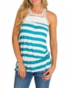 Mod 20 Women's Ruffle Hem Striped Lace Tank