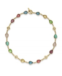 Add drops of color for a refined look. Lauren by Ralph Lauren's teardrop necklace features multicolored acrylic beads in 14k gold-plated mixed metal. Approximate length: 18 inches. Add drops of color for a refined look. Lauren by Ralph Lauren's teardrop necklace features multicolored acrylic beads in 14k gold-plated mixed metal. Approximate length: 18 inches.
