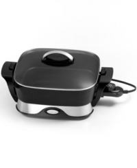 Serve up something sizzlin'! This electric skillet is your go-to for easy buffets and everything from grilling, frying, roasting, stewing, baking and even making casseroles. A spacious base with high walls provides extra serving and cooking capacity and the master heat control keeps temperatures at precision levels. 1-year warranty. Model 07113. Serve up something sizzlin'! This electric skillet is your go-to for easy buffets and everything from grilling, frying, roasting, stewing, baking and even making casseroles. A spacious base with high walls provides extra serving and cooking capacity and the master heat control keeps temperatures at precision levels. 1-year warranty. Model 07113.