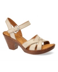 Back to the beach! Embrace retro flair with Born's Belinda sandals. The classic leather straps sit atop a chunky heel for cabana chic style. Back to the beach! Embrace retro flair with Born's Belinda sandals. The classic leather straps sit atop a chunky heel for cabana chic style.