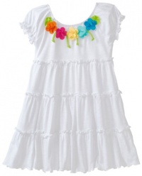 Love U Lots Girls 2-6X Tiered Cover Up Slub with Flowers, White, 2T Love U Lots Girls 2-6X Tiered Cover Up Slub with Flowers, White, 2T