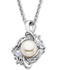 Polish and shine. This exquisite pendant combines a cultured freshwater pearl (8 mm) and marquise and round-cut white topaz (1/2 ct. t.w.). Set in sterling silver. Approximate length: 18 inches. Approximate drop: 1 inch. Polish and shine. This exquisite pendant combines a cultured freshwater pearl (8 mm) and marquise and round-cut white topaz (1/2 ct. t.w.). Set in sterling silver. Approximate length: 18 inches. Approximate drop: 1 inch.