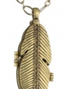 Lucky Brand Locket Gold Feather Necklace