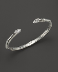 Glittering white sapphire pavé adds stunning beauty to this sterling silver bracelet from the John Hardy Bamboo collection. Glittering white sapphire pavé adds stunning beauty to this sterling silver bracelet from the John Hardy Bamboo collection.