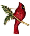 Perched perfection. Charter Club's cardinal pin features a songbird on a blooming branch with red and green details. Crafted in gold tone mixed metal. Approximate length: 2 inches.