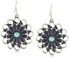 Lucky Brand Americana Blue Flower Openwork Antique Silver Drop Dangle Earrings JLRU6327