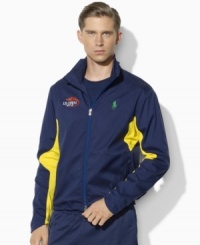 Ralph Lauren's official limited edition US Open Ball Boy jacket is crafted from sleek stretch microfiber with bright accents and a ventilating mesh lining. Ralph Lauren's official limited edition US Open Ball Boy jacket is crafted from sleek stretch microfiber with bright accents and a ventilating mesh lining.