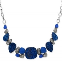 Blue druzy, blue agate (11 mm x 10 mm) and sparkling marcasite add a beautiful touch to this necklace from Genevieve & Grace. Set in sterling silver, the necklace offers a bit of eclectic elegance. Approximate length: 18 inches. Approximate drop: 1 inch. Blue druzy, blue agate (11 mm x 10 mm) and sparkling marcasite add a beautiful touch to this necklace from Genevieve & Grace. Set in sterling silver, the necklace offers a bit of eclectic elegance. Approximate length: 18 inches. Approximate drop: 1 inch.