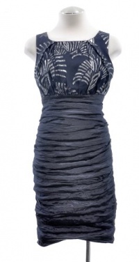 Nicole Miller Navy Blue Round Neck Silk Blend Sleeveless Sheath Dress 4P Nicole Miller Navy Blue Round Neck Silk Blend Sleeveless Sheath Dress 4P