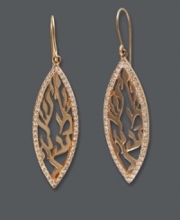 You'll fall for these sweet leaves any time of year. Shema by Effy Collection earrings feature an intricate pattern set inside a marquise-cut drop with round-cut diamonds at the edges (1/2 ct. t.w.). Crafted in 14k white gold and 14k rose gold. Approximate drop width: 1/2 inch. Approximate drop length: 1-1/2 inches.