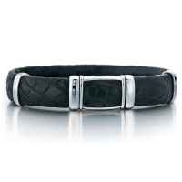 J.Goodman Sterling Silver/Black Leather Cuff Bracelet J.Goodman Sterling Silver/Black Leather Cuff Bracelet