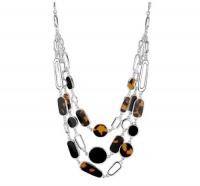 Robert Lee Morris Necklace, Silver-Tone Tortoise Shell Beaded Multi-Row Frontal Necklace Robert Lee Morris Necklace, Silver-Tone Tortoise Shell Beaded Multi-Row Frontal Necklace