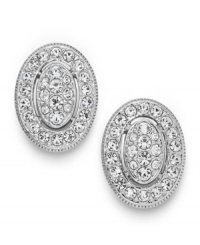 The perfect accent comes in a pretty oval-shaped package. Eliot Danori's Windsor stud earrings feature an intricate design in round-cut crystal. Set in rhodium-plated silver tone mixed metal. Approximate diameter: 1/2 inch.